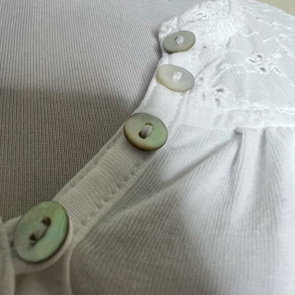 Marisa Christina Shift Dress MEDIUM White Eyelet Embroidered Beach Mini Cotton - Picture 7 of 9